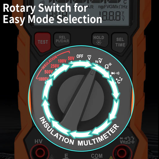 1000R Digital Insulation Resistance Tester, Electronic Megohmmeter, High-Precision Megohm Multimeter (2-in-1)