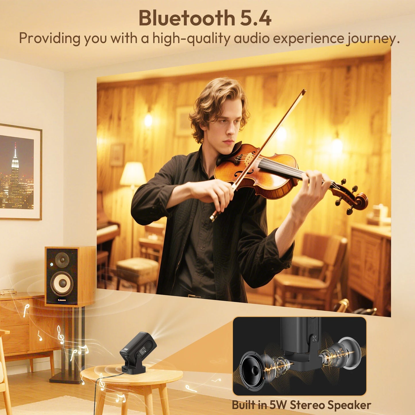 4K HD 300ANSI Projector Cinema Bluetooth Wi-Fi 1080P Android Home Theater Smart