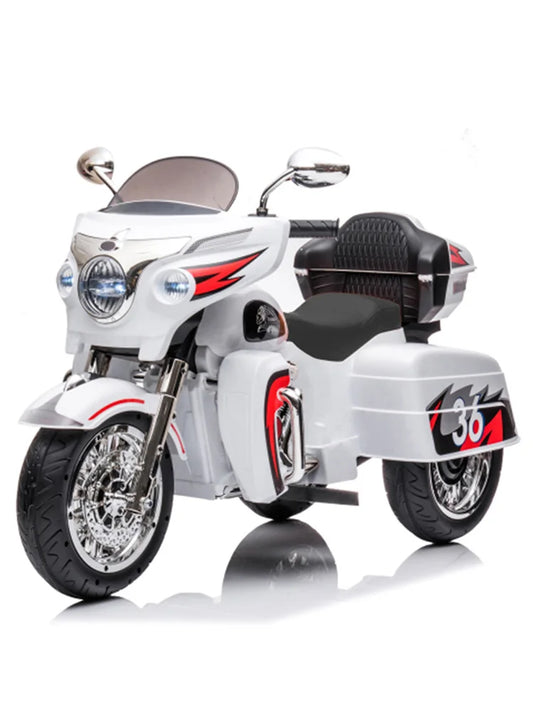 Two-Seat Kids Electric Motorcycle 12V Battery Powered Ride-On Motorbike Ages 3-8 3-Wheel Design Indoor/Outdoor Play
