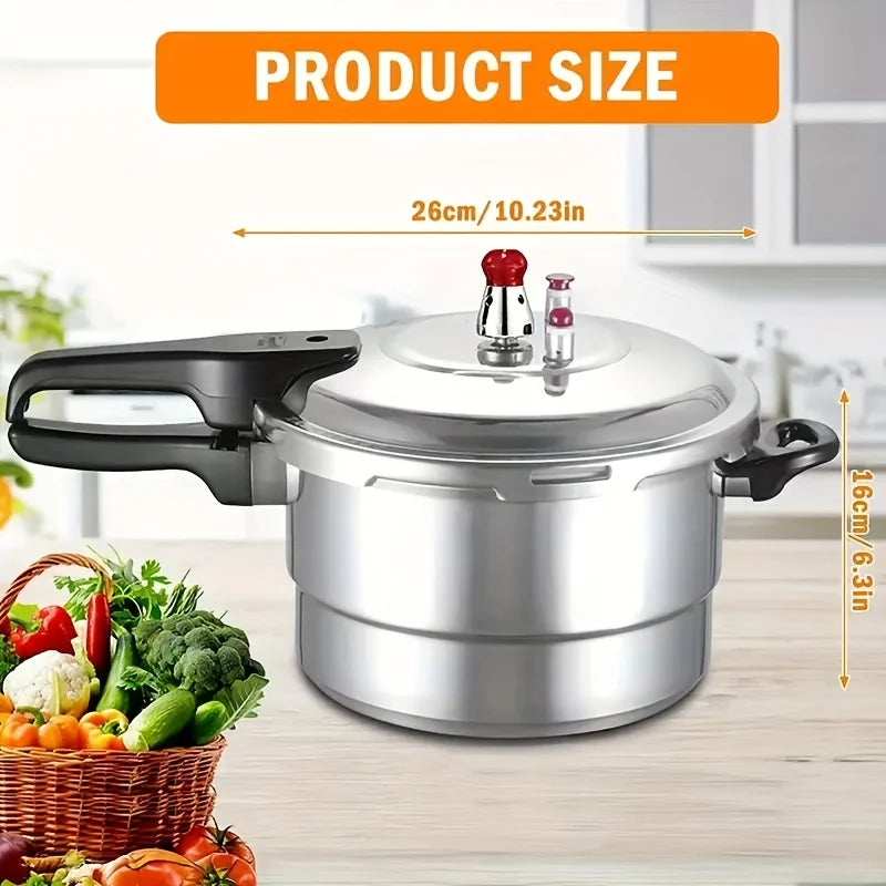 Aluminum Pressure Cooker with Release Valve & Multiple Protective Devices | Compatible with Gas & Induction Cookers