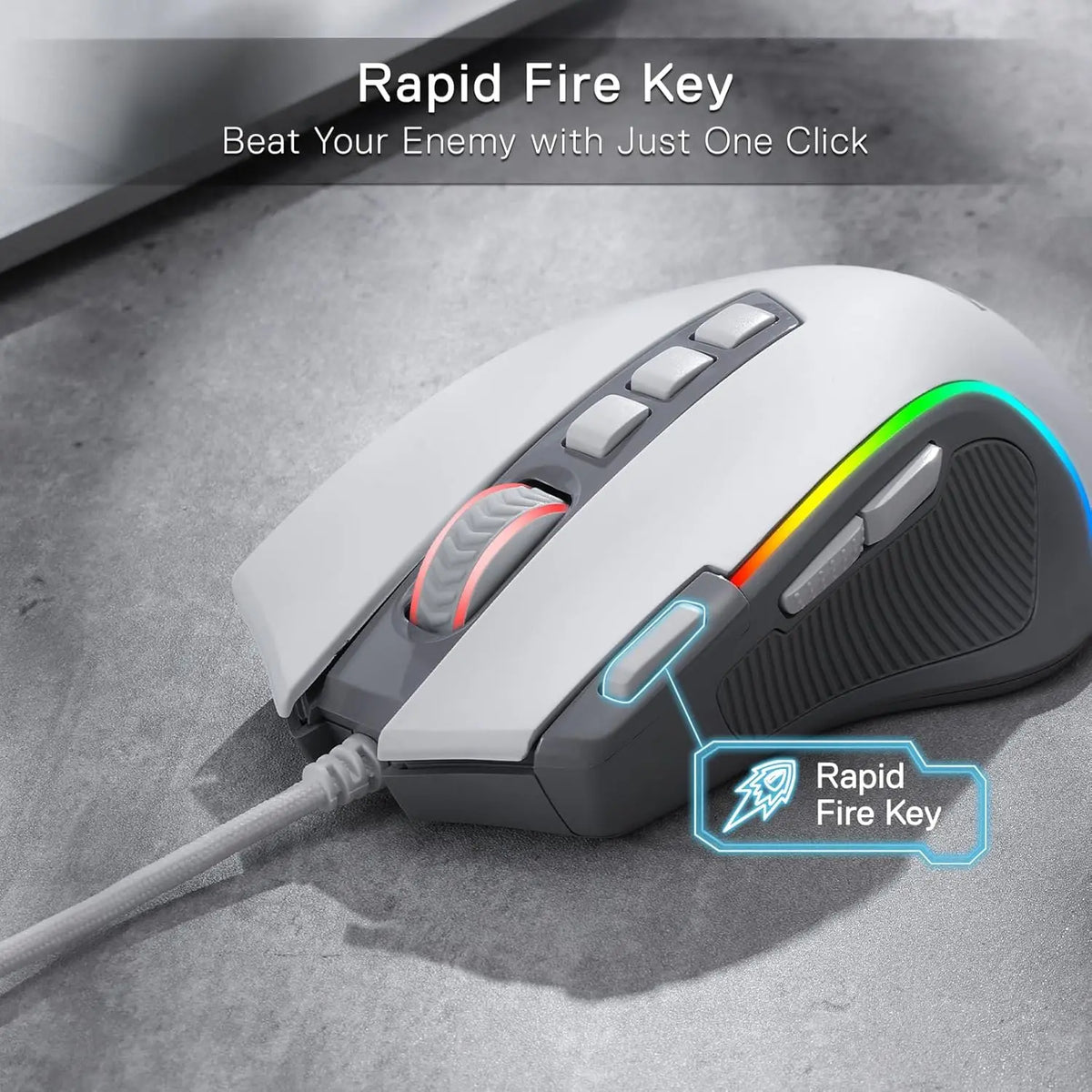 M612 RGB Gaming 8000 DPI Wired Optical Gamer Mouse 9 Programmable Buttons & 5 Backlit Modes