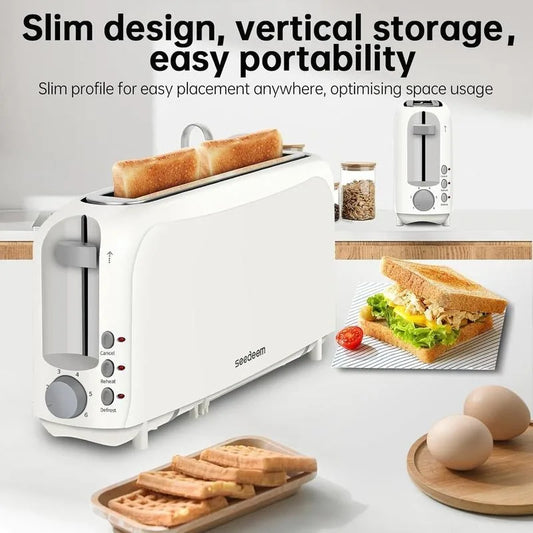 Slice Slim Toaster 6 Setting Shade Control with Cancel & Reheat & Defrost Removable Crumb Tray 750 Watt Toastie Maker