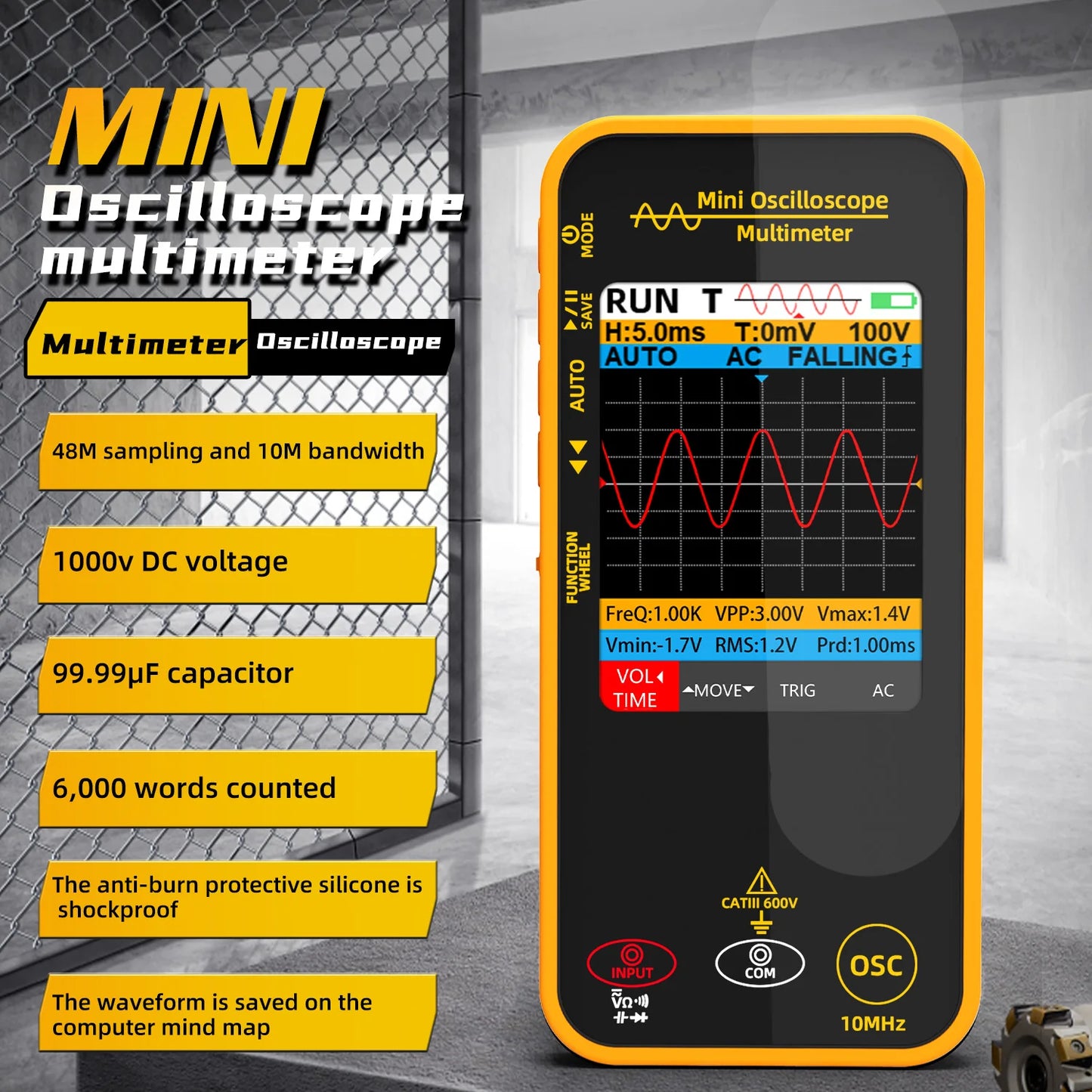 2-in-1 Handheld Oscilloscope Multimeter Smart Voltmeter Current, Capacitance, Ohm, Diode Multifunction Tester